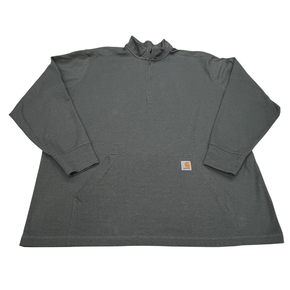 Carhartt Relaxed Fit Quarter Zip Mens 3XL Waffle Knit Pullover Gray Work Utility